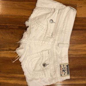 White True Religion Cutoff Shorts
